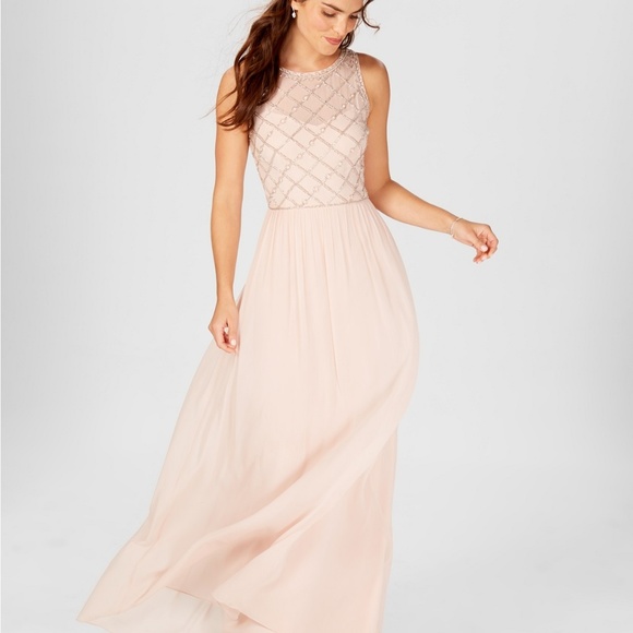 Adrianna Papell Beaded A-Line Gown Blush - Picture 3 of 3